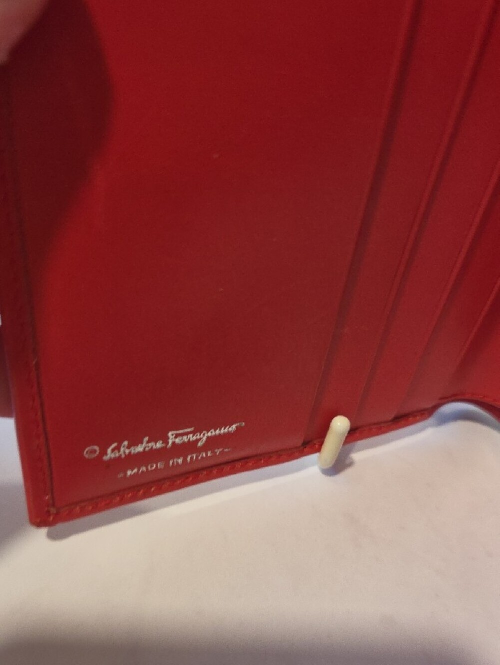 Salvatore Ferragamo Red Leather Compact Bifold Wallet with Silver Buckle - Picture 10 of 14